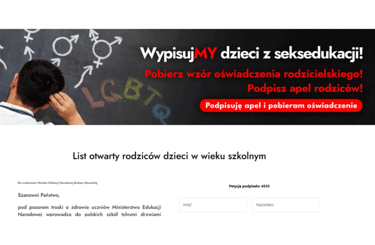 Rodzicu podpisz apel i wypisz dziecko z edukacji zdrowotnej!